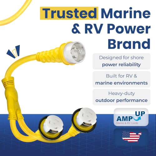 Amp Up Marine 50 Amp RV Y Splitter Shore Power Adapter Cord, 125/250V 50A Male to (2) x 125/250V 50A Female Receptacles, Heavy Duty Marine & Camper Power Splitter for RV, Boat, Camper & Shore Power by Amp Up - Image 7