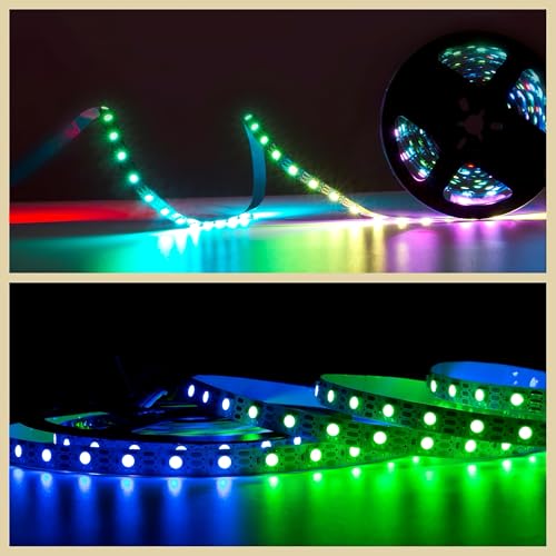 Tira LED WS2812B 16.4 pies 300 LEDs direccionables RGB miniatura 6