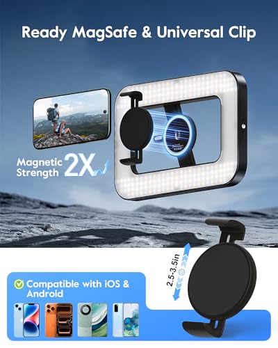 Image of Magnetic Ring Light with Stand and Phone Clip, 62 inch Tripod for iPhone with Light, 6000mAh Phone Tripod with Light for Video Recording, TikTok, YouTube, Vlogging, Selfies, CRI>95