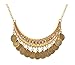 LARVOVUE Boho Coins Necklace Earrings Set Chunky Coin Tassel Ethnic Gypsy Statement Jewelry Set (Alloy)