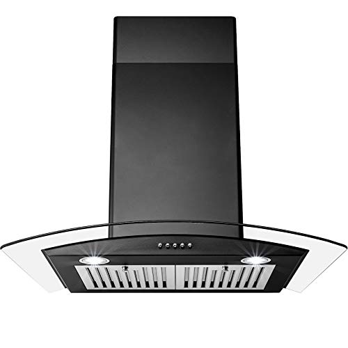 Firebird 30 in. Convertible Wall Mount Range Hood in Black Painted Stainless Steel with Tempered Glass and Push Button Control