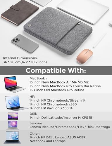 Funda portátil de 15 pulgadas DOMISO compatible con Dell XPS 15 Plus gris 3
