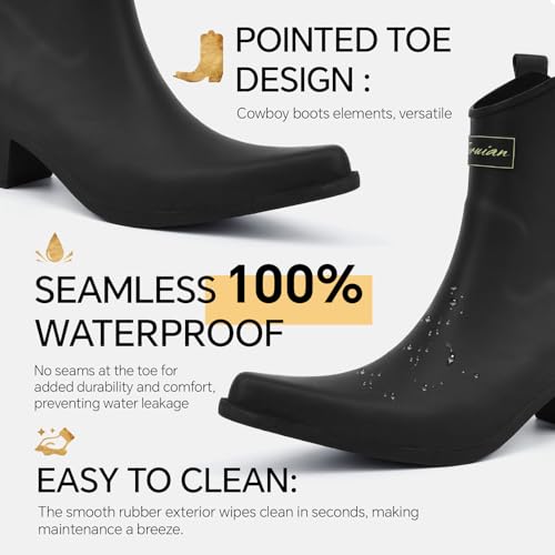 Furuian Women's Rain Boots Chelsea Rain Boots Western Boots Waterproof Garden Shoes Ankle Rain Shoes for hunting, gardening, working, farming3