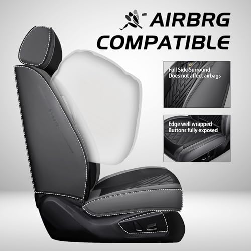 Image of Car Seat Cover Fit 98% of MINI 2000-2025,Premium Nappa Leather Breathable Waterproof Sports Seat Cover,Easy to Install Automotive Seat Covers Full Set(Gray & Black)