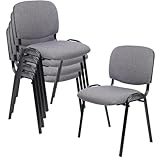 CLATINA Set of 5 Pack Waiting Room Chair Fabric Grey Stackable Chairs Metal Frame with Thickened Seat Back Cushion for Waiting Conference Room Guest Chairs