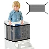 Sicherheitsnetz für Kleinkinderturm, 110x45cm Doppelschichtiges Schutznetz für Lernturm & Küchenhelfer Tritthocker - Dichtes Netz 4-seitiger Schutz für Kinder Spiel & Spielzeug-Aufbewahrung