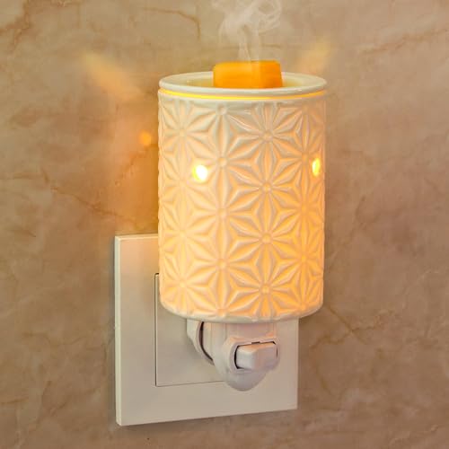 STAR MOON Ceramic Wax Melt Warmer Plug in Wax Warmer for Scented Scentsy Wax Warmer for Fragrance Oil Night Light Wax Burner Decoration with Two Bulbs