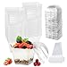 Produktbild SLTAXAR 50 Stück Desserttassen mit Deckel und Löfeln 120ml/4oz Dessertgläser Plastik Wiederverwendbar Quadratischer Dessertbechern Set Klar Dessertgläser Desert Becher für Mousse Pudding DIY Desserts