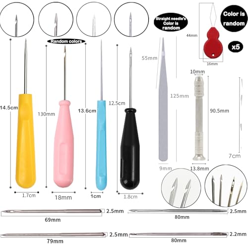Image of TYMKLMZG 16 PCS Silicone Mould Hand Drill Adjustable Long Needle Punch Wicking Needle Tools Candle Mold Punch Tool with Hook & Eye Candlewick Inserting Tool Tweezers Threader for Candle Making