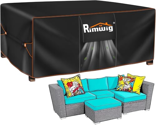Waterproof Patio Furniture Set Covers – Heavy Duty Rectangular Sectional Black84L×44W×28H