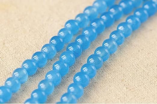 Z.A Gems Natural Blue Topaz Jade Beads - 10 mm Round Beads - Natural Gemstone Beads for Jewelry Making Strand 15 Inch.