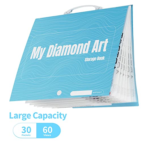 ARTDOT A3 Storage Book for Diamond Painting Kits, Diamond Art Portfolio Folder with 30 Pocket Slevees Protectors