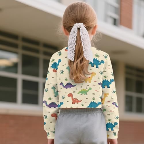 Girl's Sweatshirts Crop Tops Casual Pullover Sweatshirt Crewneck Long Sleeve Top Teens Fall Clothes 5-14 Years3