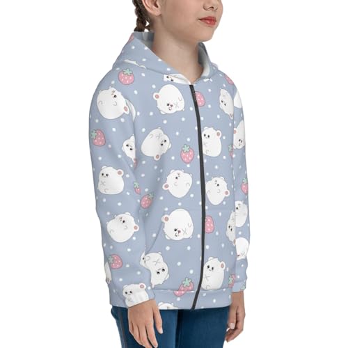 Cute Hamster Kids Pullover Hoodies Boys Zip Up Sweatshirts Girls Athletic Clothes with Pocket4