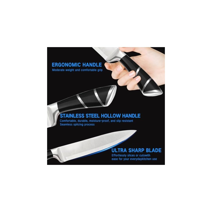 16-Pieces-Knife-Sets-for-Kitchen-with-Block-Japanese-Stainless-Steel-Kitchen-Knife-Set-Sharp-Knife-Block-Set-with-Non-slip-Ergonomic-HandleChef-Knife-Set-Black326 COOSNUG 16 Pieces Knife Sets for Kitchen with Block Japanese Stainless Steel Kitchen Knife Set, Sharp Knife Block Set with Non-slip Ergonomic Handle,Chef Knife Set (Black326)