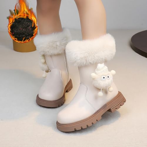 IWIHMIV Girls Riding Boots Mid Calf Boots Side Zipper Comfortable Soft Sole Non Slip Warm Leather High Booties2