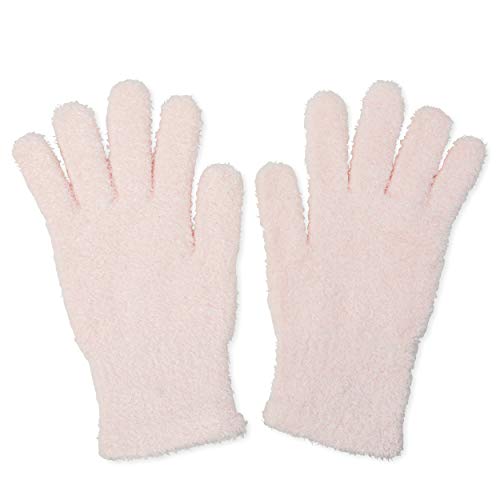 Wright’s Apothecary Skin Softening Aloe Infused Moisturizing Gloves – Silky Gentle Furry Nourishing Pink Nylon Spandex Fits Most Sizes To Restore Dry Chapped Hands, Fingers, And Cuticles - Pink