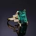JewelryPalace Emerald Cut 6ct Simulated Emerald Solitaire Cocktail Rings for Women, Green Gemstone 925 Sterling Silver 14k Yellow Gold Plated Ring, Gemstone Ring for Women Jewelry Set 9
