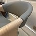 Natural Finish Dining Chair - Mid Century Curved Back Design for Kitchen & Dining Room (Grey Leather)