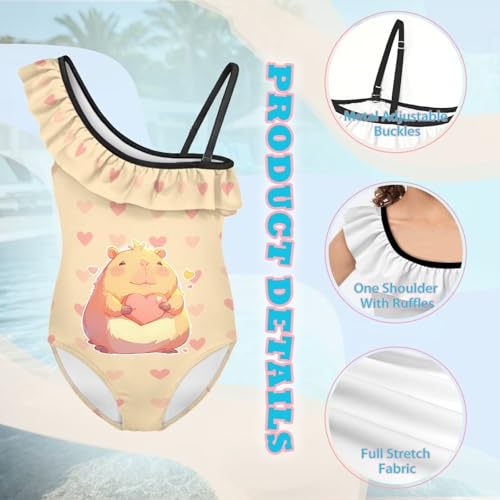 Image of Girls Swimsuit One Piece Ruffle Swimsuit Non-Slip Straps UPF 50+ for Girls Size 3-14 Years