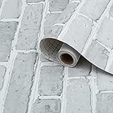 Arthome 43.5cmx305cm Adhesivo Papel Para Decorar Pared,Papel Pintado Impermeable Autoadhesivo con Motivo de Ladrillos Grises,Para la Decoración Del Hogar