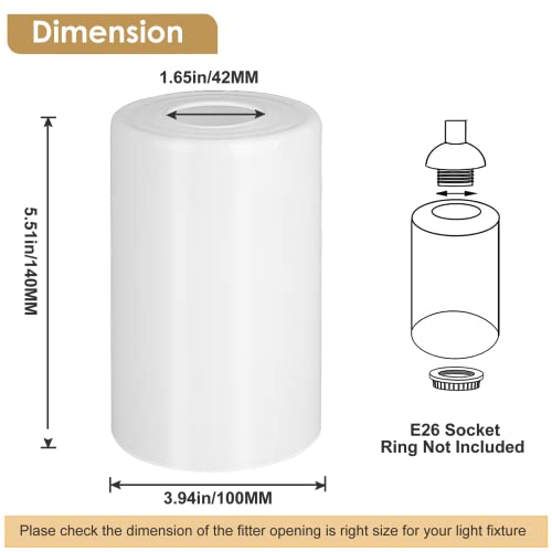 Gernehop G1016-6WH 6 Pack White Frosted Glass Shades Replacement,5.51In Height,3.94In Diameter,1.65In Fitter, Cylinder Glass Shade Covers Replacement Globe For Pendant Light Floor Lamps Light Fixtures Wall Sconces thumb #1