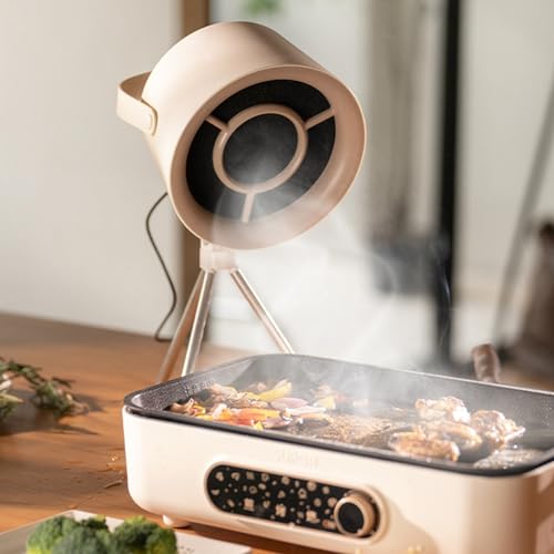 Desktop Cooker Hood,Mini Portable Extractor Hood with Strong Suction,Desktop Range Hood Small Kitchen Exhaust Fan Detachable Easy to Clean,USB Cooker Hood for Home Kitchen BBQ Hot Pot Milky White