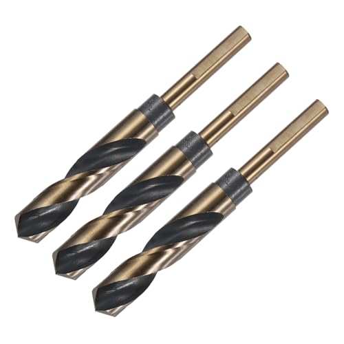 uxcell 3pcs Reduced Shank Twist Drill Bits 18mm Black Nitride &amp; Gold Titanium Coated High Speed Steel 4341 with 10mm Shank for Stainless Steel Alloy Metal Plastic Wood