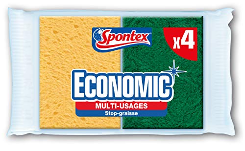 SPONTEX - Económico 'Stop-Grease - 4 esponjas de raspado verde protección contra la grasa