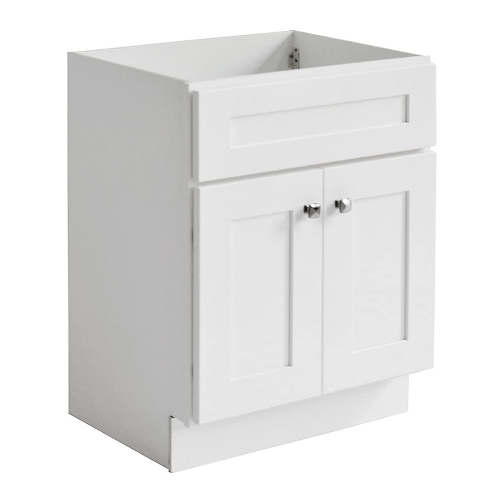 Design House Brookings 24 Inch Bathroom Vanity, Ready to Assemble, Solid Wood, Sherwin Williams® White – Design House, 586933