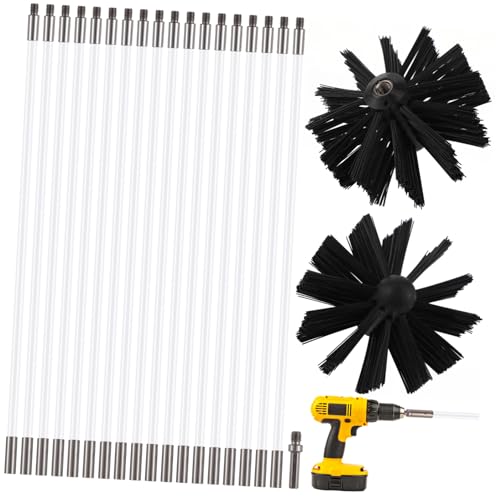 18 Pcs Chimney Sweep Brush Kit with Two Heads for