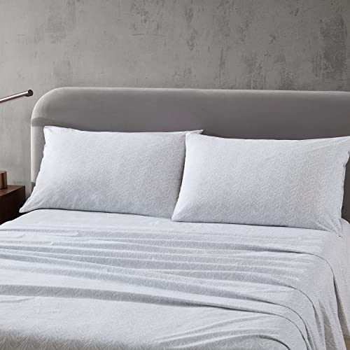 Kenneth Cole Home | Colección de percal | Juego de sábanas, 100% algodón, crujiente y fresco, ligero y absorbente de la humedad, gris cebra urbana, tamaño Queen Cover