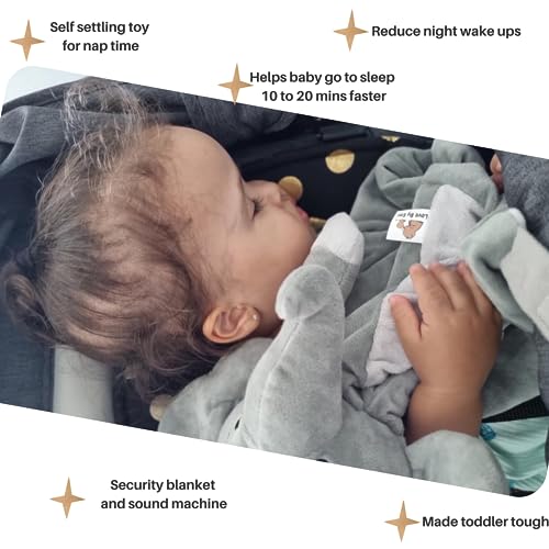 Musical Baby Lovey Elephant White Noise Lullaby Plush Calms Fussy Babies Reduces Night Wakeups Helps Toddlers Sleep Longer–Proven Sleep Aid BPA Free Machine Washable Newborn Gift