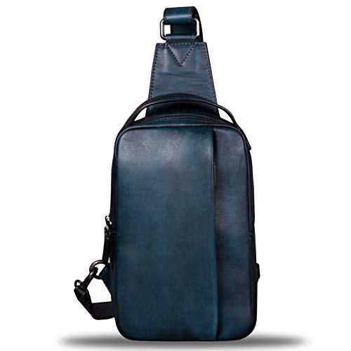 Ivtg Genuine Leather Sling Bag For Men Crossbody Casual Hiking Daypack Vintage Handmade Chest Shoulder Backpack #TOP1