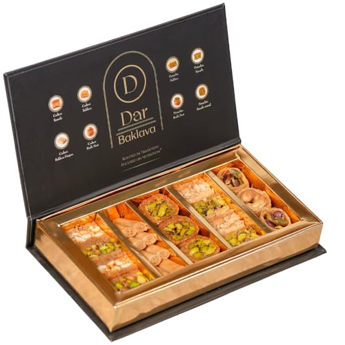 Nutlava Assorted Pistachio & Cashew Baklava Gift Box (22 Pieces) - Premium Ingredients, No Artificial Ingredients, Colors or Preservatives
