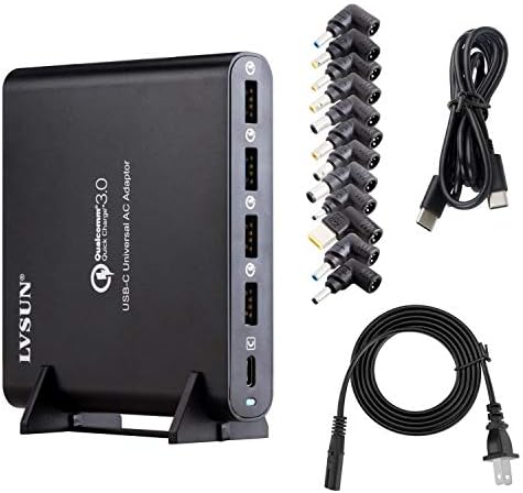 80W PD USB Type C Laptop Charger, 5-Port USB Charging Station for Apple MacBook iPad iPhone 12 Pro Max Mini, QC3.0 USB Ports Power Supply for HP Asus Toshiba Lenovo Acer Sony Samsung Adapter