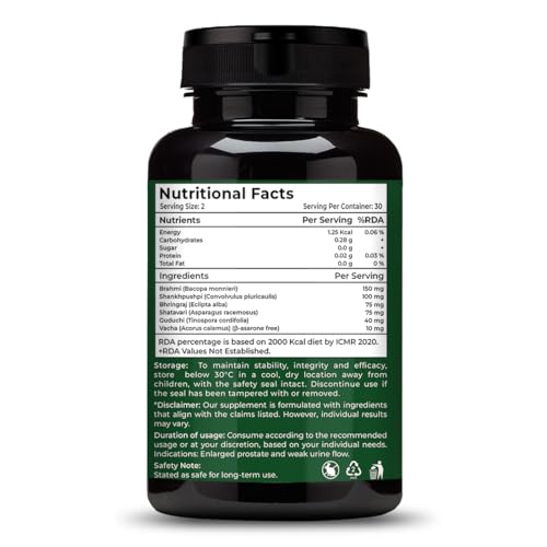 Image of Healthy Nutrition AyurVani Capsules | Ayurvedic Herbal Supplement with Brahmi, Shankhpushpi, Bhringraj & Guduchi | 60 Capsules | Supports Mental Clarity & Overall Wellness