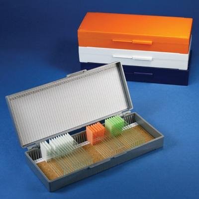 Globe Scientific 513077AST ABS Plastic Slide Storage Box for 50 Slides, Cork Lined, Assorted