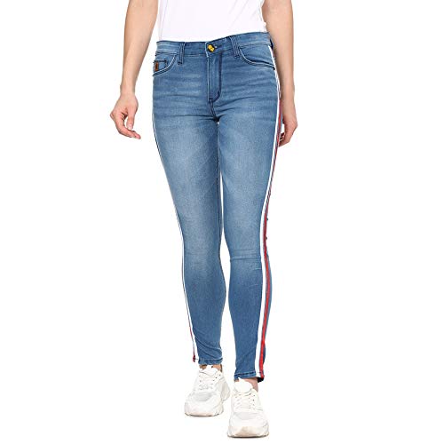 Image of PINACOLADA Super Skinny Side Striped Women Dark Blue Denim Jeans
