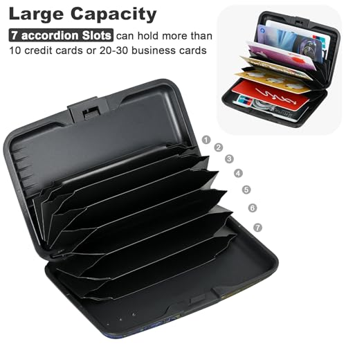 Image of ELFISH Mini RFID Aluminum Wallet Credit Cards Holder Business Card Case Metal ID Case for Men Women(Iris Flower)