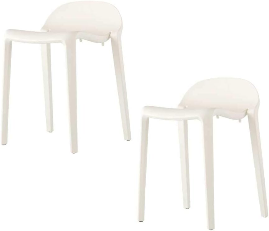 Lagoon Joyous White Stackable Patio Resin Stool - 2 Pcs/Set