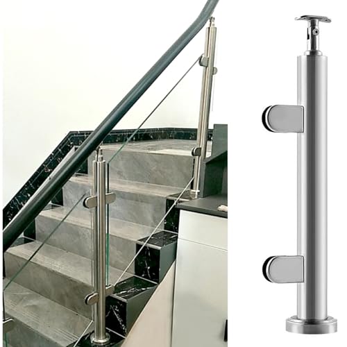 Support poteau garde-corps verre rond de terrasse en inox durable - 2