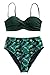 Produktbild CUPSHE Damen Push Up Bikini Set Crossover Bikinioberteil High Waist Strandmode Zweiteiliger Badeanzug Grün XXL
