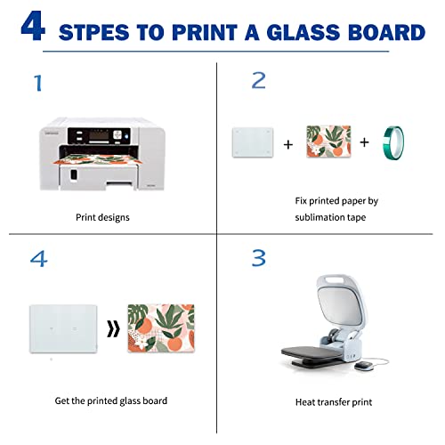 Vesub Sublimation Glass Cutting Boards Blanks,4 Pcs 11 X 7.87 Inch Rectangle Glass Cutting Boards With Rubber Feet,Scratch Heat Resistant,Non Slip Cutting Boards For Cricut Autopress #TOP4