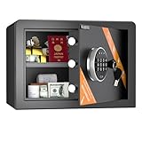 WASJOYE 金庫小型 家庭用金庫 テンキー式 電子セキュリティーボックス 防犯箱 家庭用 店舗用 業務用 会社用 保管庫 警報アラーム＆鍵付き 仕切り板付き A4ファイル・A4封筒対応 床・壁に固定可能 日本語取扱説明書(23.0L)