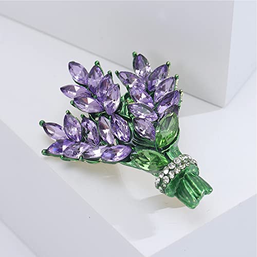 Lavender Flower Brooch Pins For Women Crystal Rhinestone Handmade Elegant Pin Jewelry Brooches Accessories For Women Girls #TOP4