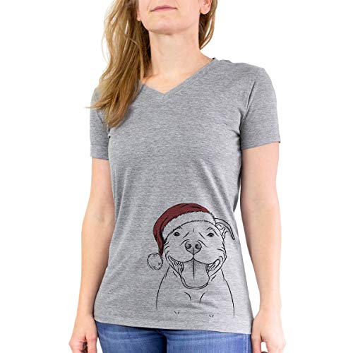 Inkopious Christmas Wafer The Staffordshire Bull Terrier Dog Women's Triblend T-Shirt Modern Fit V-Neck Small Grey