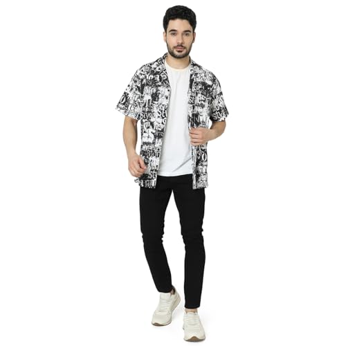 Image of Spykar Men's Relaxed Fit N /A Half Sleeve Printed Casual Shirts
