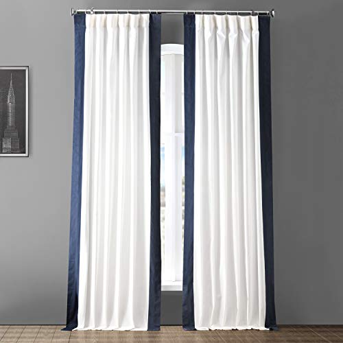 HPD Half Price Drapes Printed Cotton Curtains for Living Room Bedroom (1 Panel), Warm Off-White & Dark Navy, 50" W x 108" L (Pack of 1) - Image 2