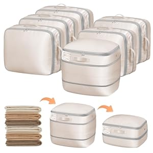 DIMJ Compression Storage Bags 6 Pack – Blanket Storage Bags with Window Zipper, Ultra Space Saving Self Compression Organizer for Puffer Jacket, Bedding, Lightweight Comforter Duvet, Sweater